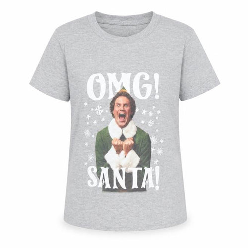 Elf Christmas Grey T-Shirt Unisex Kids 7-8 Years Regular Fit