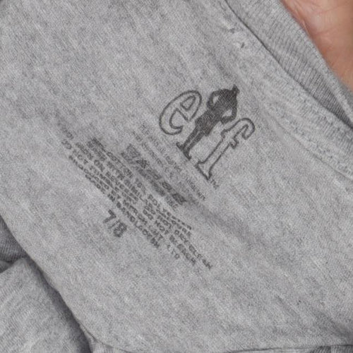 Elf Christmas Grey T-Shirt Unisex Kids 7-8 Years Regular Fit