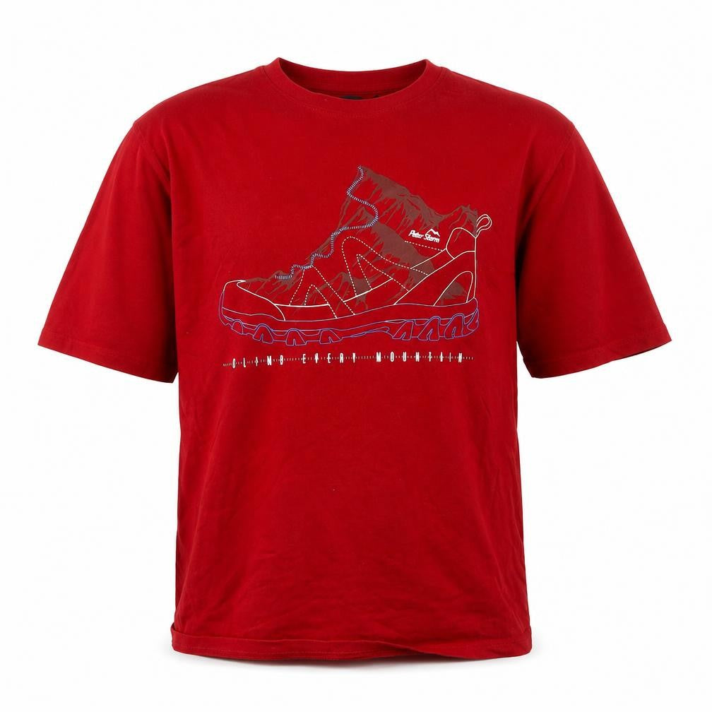 Front view of Peter Storm Men's Red Graphic T-Shirt, Medium, Cotton