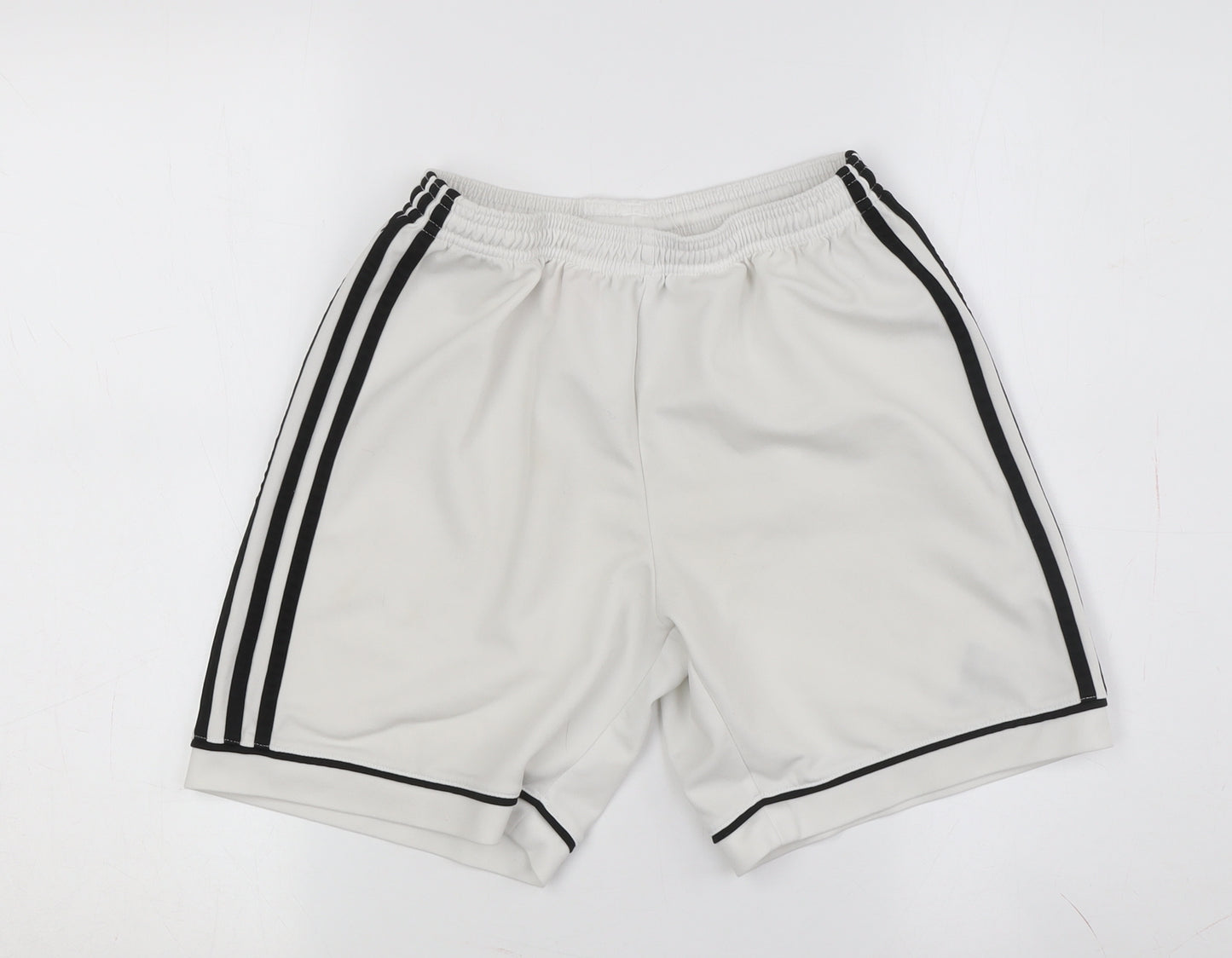 Adidas Boys White Athletic Shorts Size 13-14Y with Stripes