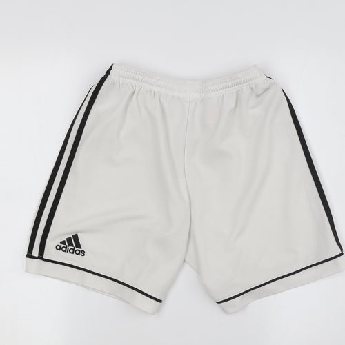 Adidas Boys White Athletic Shorts Size 13-14Y with Stripes