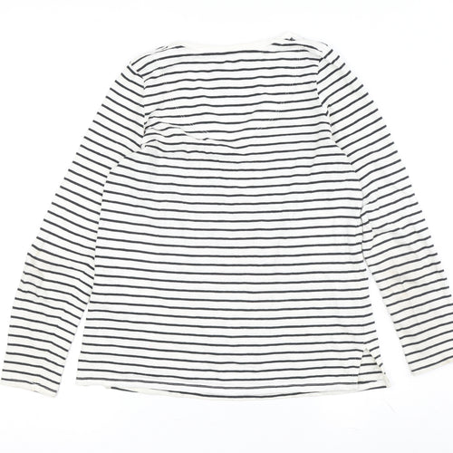 Joules Women’s White Striped V-Neck Cotton T-Shirt