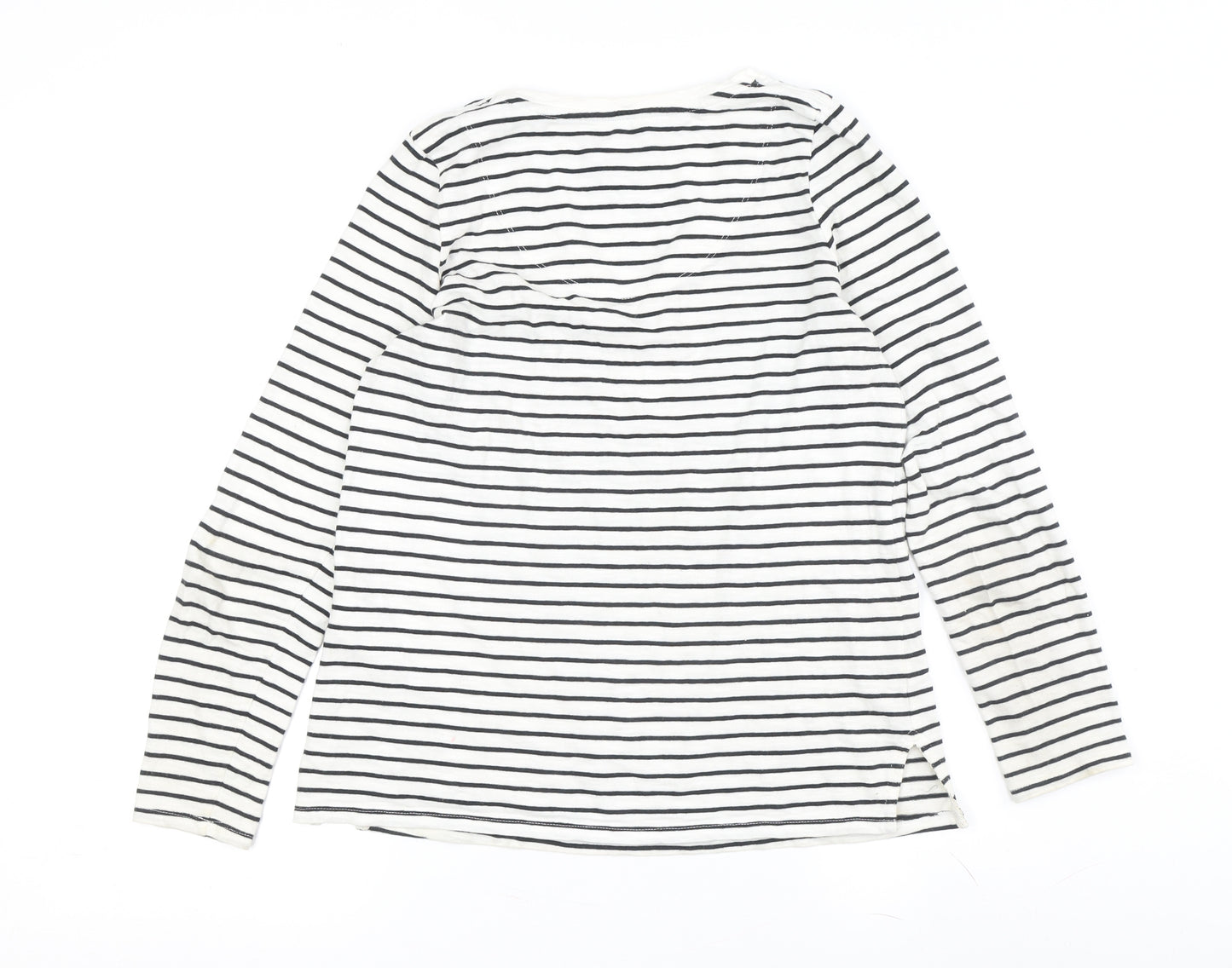 Joules Women’s White Striped V-Neck Cotton T-Shirt