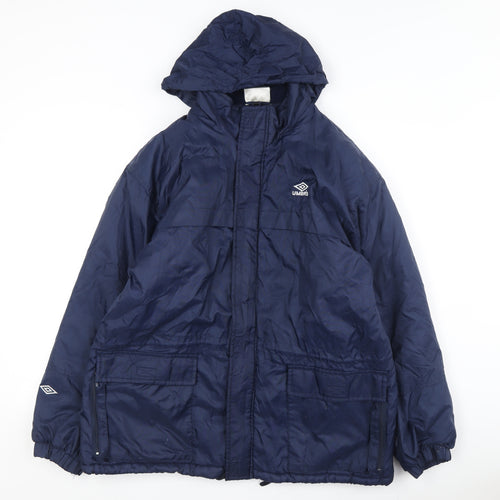 Umbro Men's Blue Parka Jacket L - Hooded Winter Sportswear