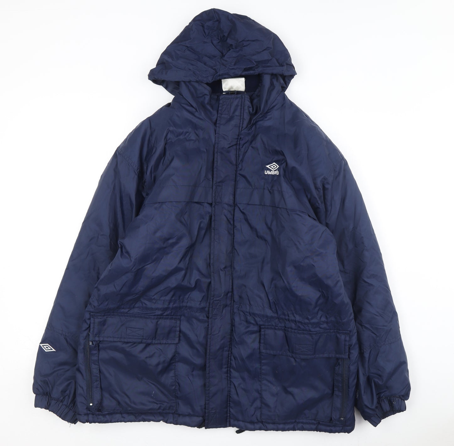Umbro Men's Blue Parka Jacket L - Hooded Winter Sportswear