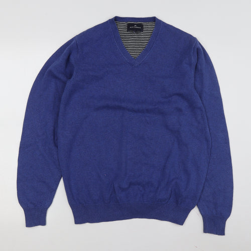Blue Harbour Unisex Blue V-Neck Cotton Pullover Jumper M