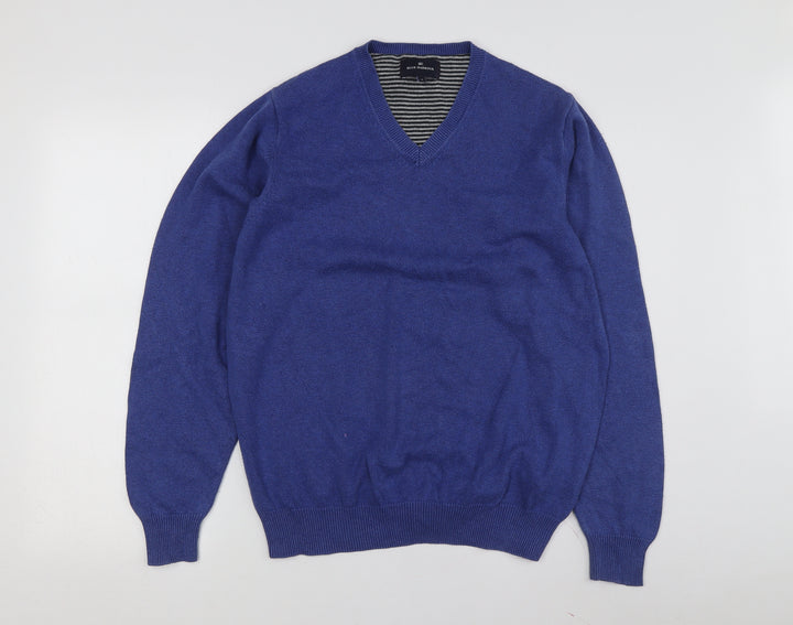 Blue Harbour Unisex Blue V-Neck Cotton Pullover Jumper M