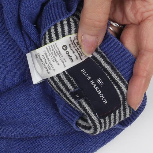 Blue Harbour Unisex Blue V-Neck Cotton Pullover Jumper M