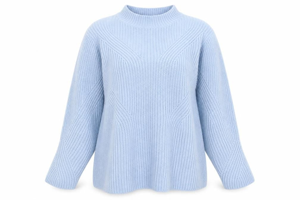 Front view of Damart Women's Blue Mock Neck jumper, L