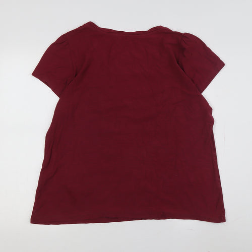 Soon Women's Red Embroidered V-Neck T-Shirt Size 22