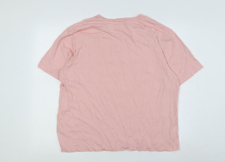 Monki Women Pink Basic T-Shirt with Embroidery