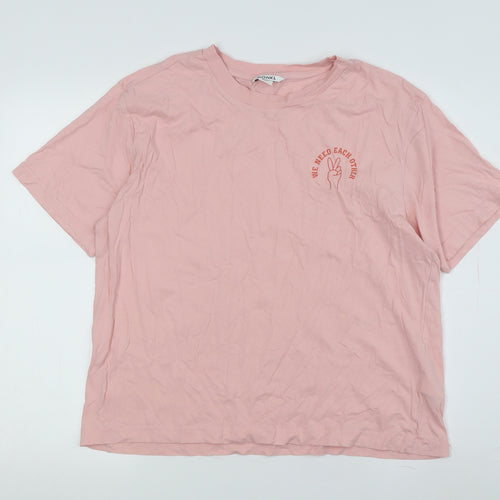 Monki Women Pink Basic T-Shirt with Embroidery