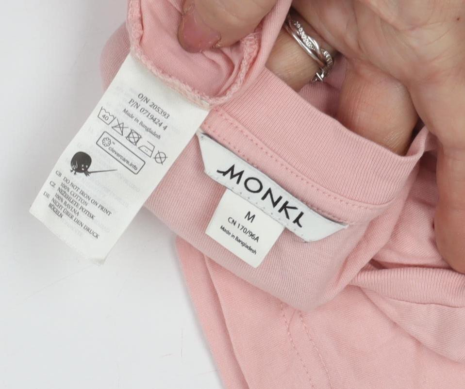 Monki Women Pink Basic T-Shirt with Embroidery