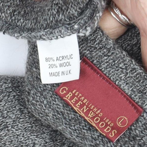 Greenwoods Men's Grey Argyle V-Neck Pullover Jumper L