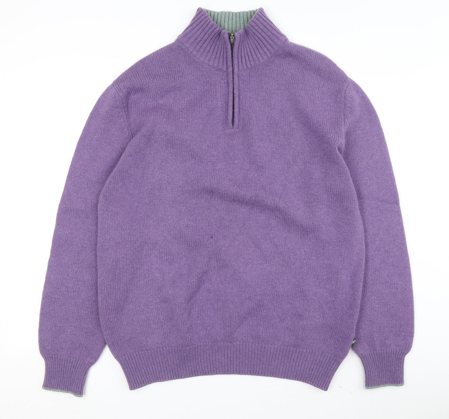 Jack Russell Men's Purple 1/2 Zip Wool Jumper, Size L