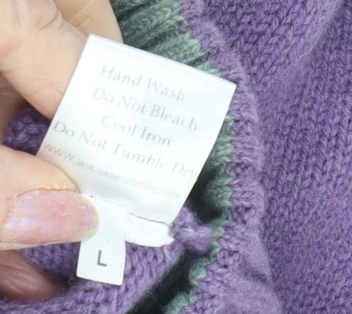 Jack Russell Men's Purple 1/2 Zip Wool Jumper, Size L