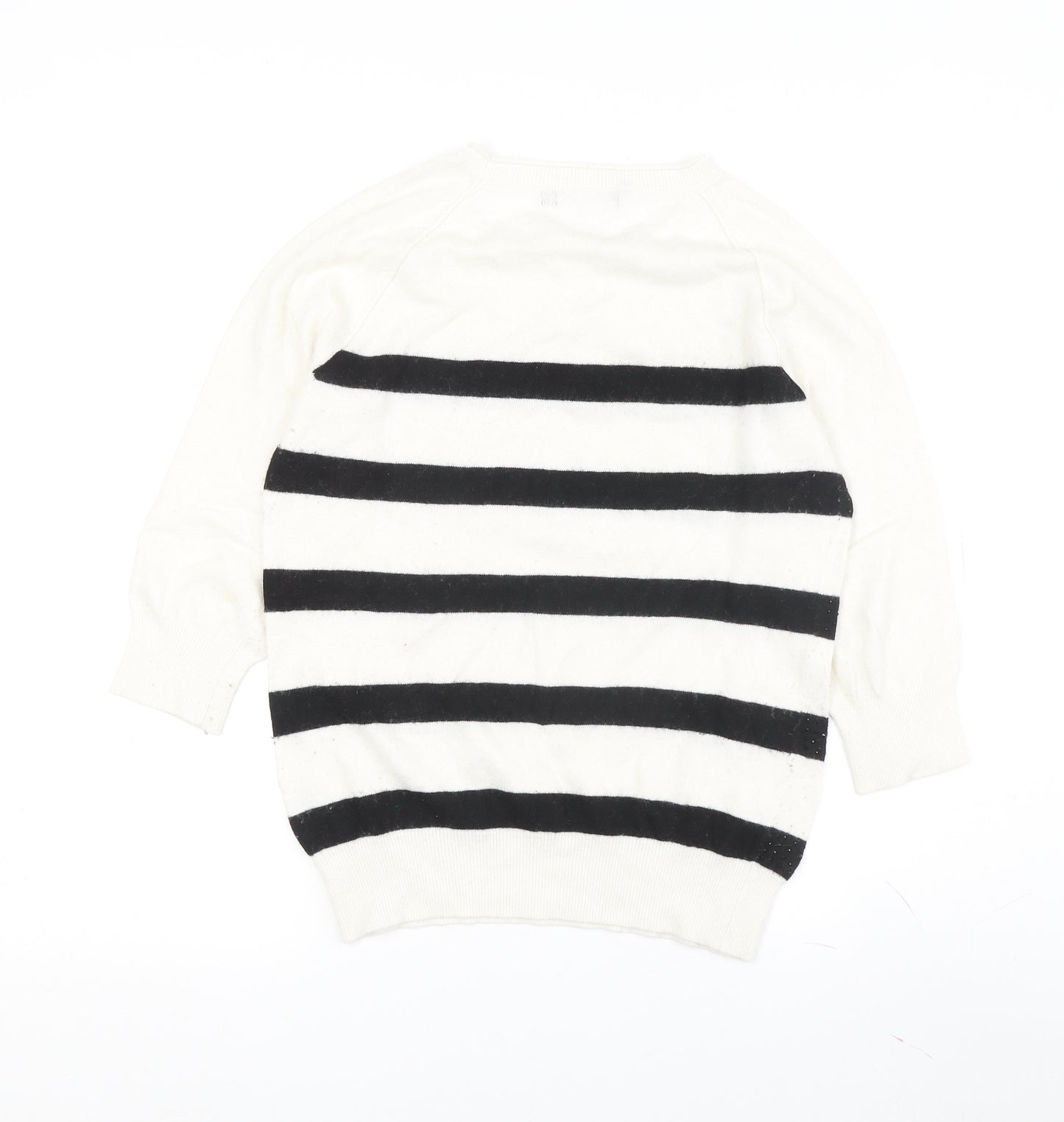 Karen Millen Women's White Striped Jumper, Size 12