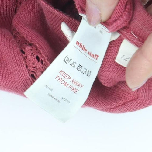 White Stuff Women's Pink Cardigan, Size 12 Cotton Blend