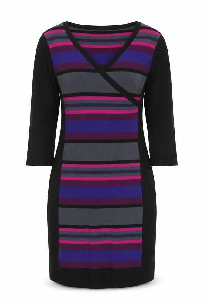 Front view of Jane Ashley Women's Multicoloured Striped Pencil Dress
