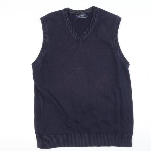 Maine Men's Blue Sleeveless V-Neck Vest Jumper L