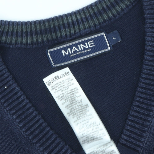 Maine Men's Blue Sleeveless V-Neck Vest Jumper L