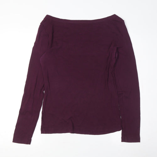 GAP Women's Purple Boat Neck Long Sleeve T-Shirt M