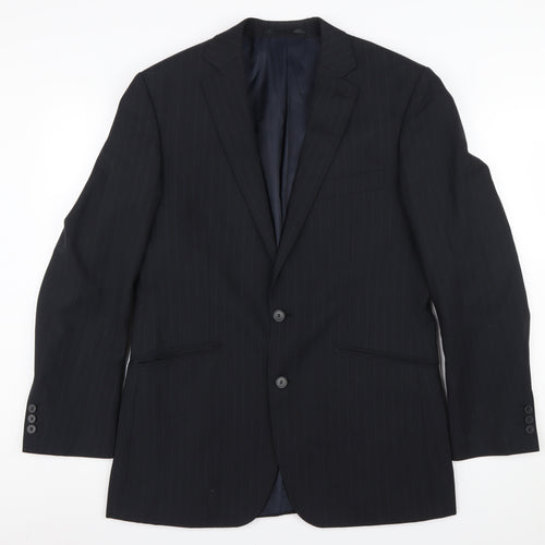 Jeff Banks Men's Black Long Blazer, Size 40L, Striped
