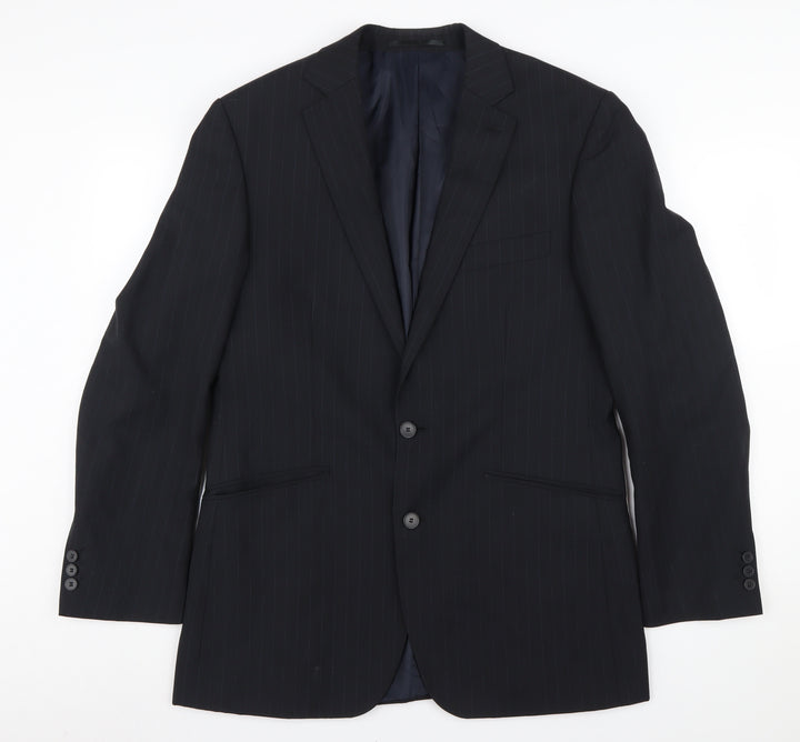 Jeff Banks Men's Black Long Blazer, Size 40L, Striped