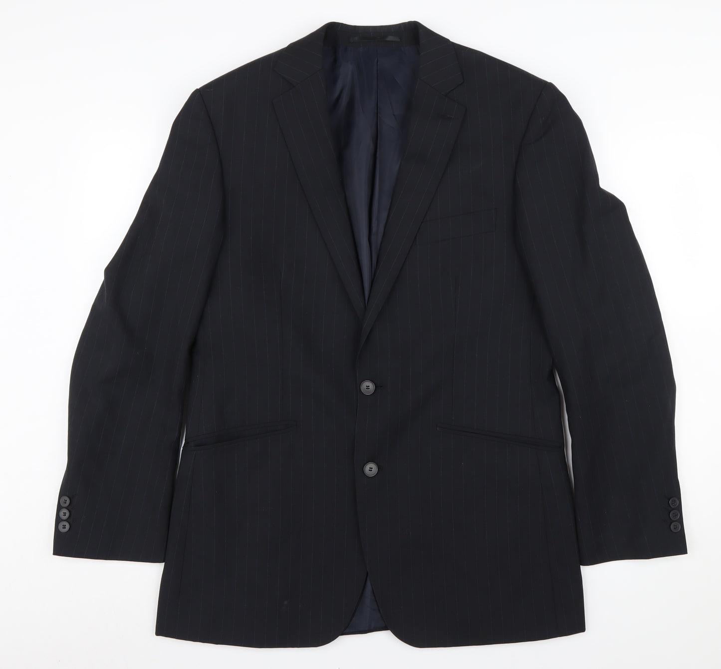 Jeff Banks Men's Black Long Blazer, Size 40L, Striped