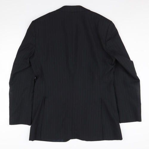 Jeff Banks Men's Black Long Blazer, Size 40L, Striped