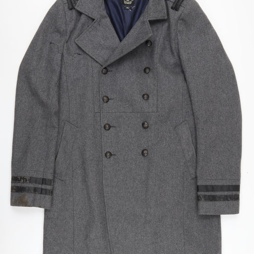 River Island Men’s Grey Pea Coat Large Classic Wool