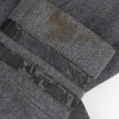 River Island Men’s Grey Pea Coat Large Classic Wool