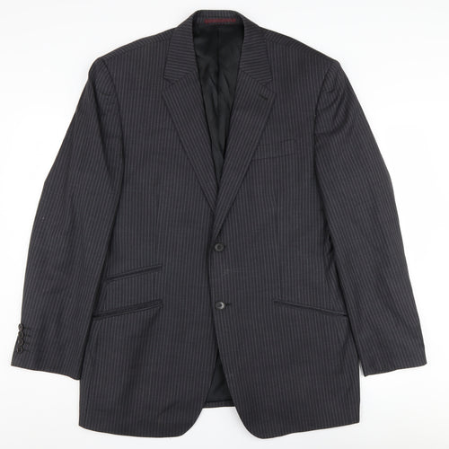 Next Men's Black Striped 42R Suit Jacket