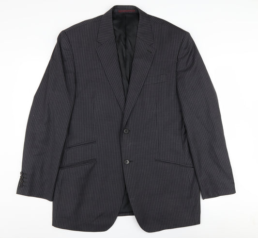 Next Men's Black Striped 42R Suit Jacket