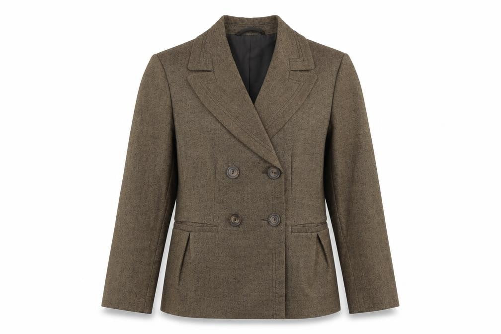 Front view of Mexx Women's Brown Blazer, size 12, Double-Breasted