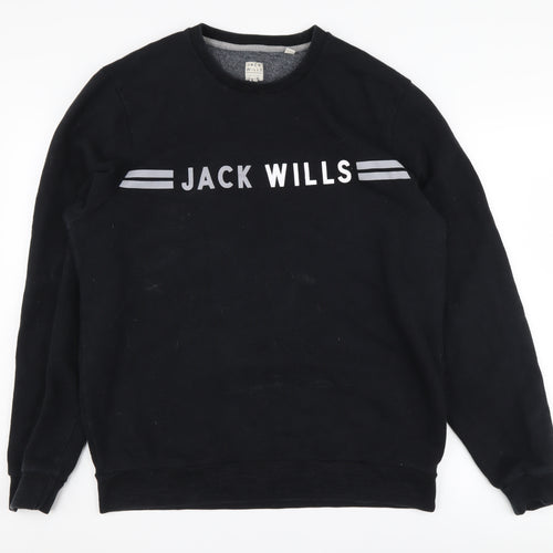Jack Wills Men's Black XL Graphic Pullover Sweatshirt