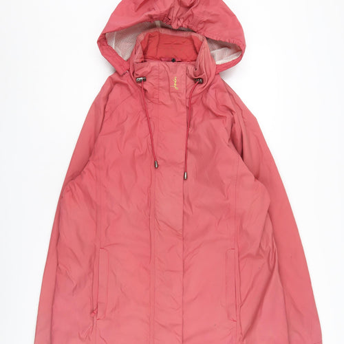 Joules Women's Pink Waterproof Hooded Rain Coat L