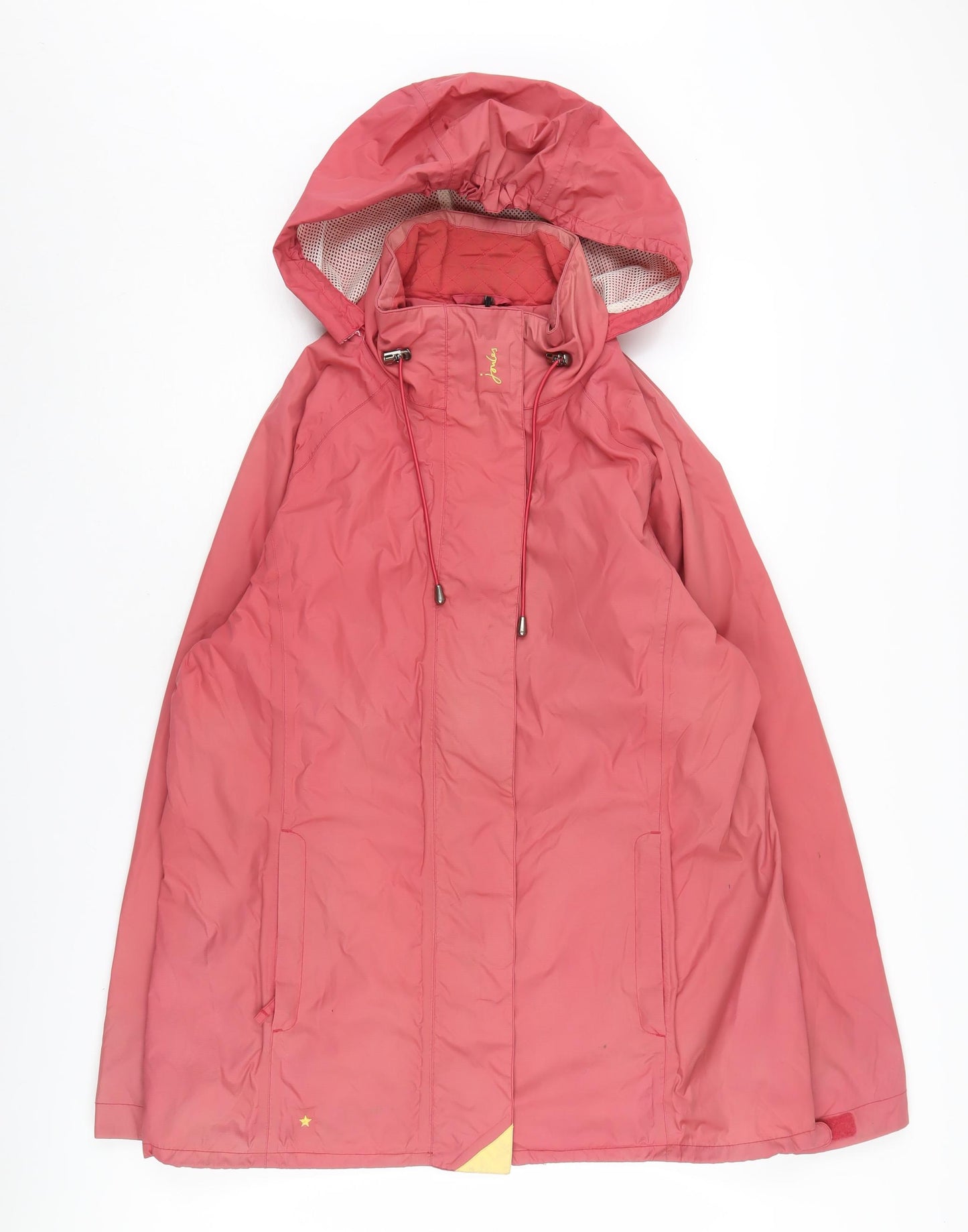 Joules Women's Pink Waterproof Hooded Rain Coat L
