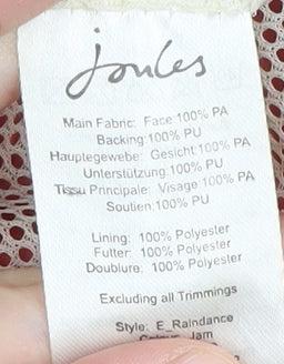 Joules Women's Pink Waterproof Hooded Rain Coat L