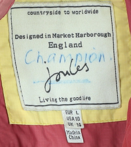 Joules Women's Pink Waterproof Hooded Rain Coat L