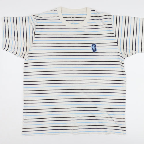 UT Men's White & Blue Striped T-Shirt L