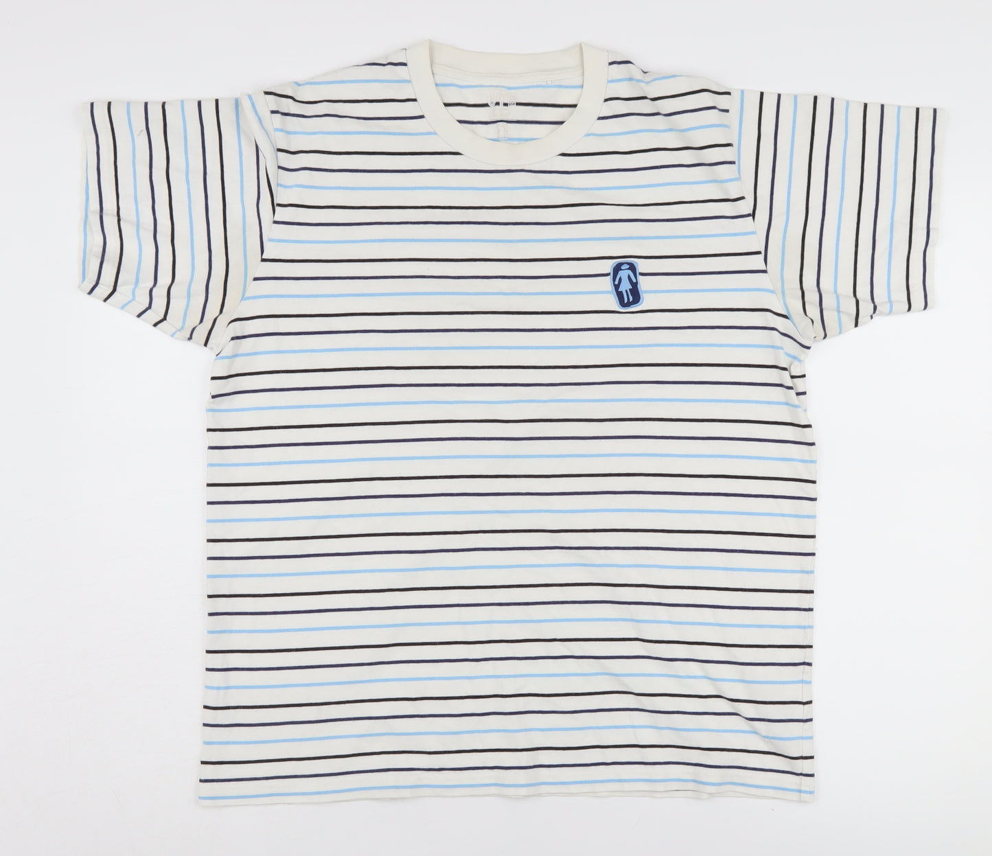 UT Men's White & Blue Striped T-Shirt L