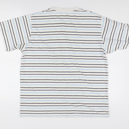 UT Men's White & Blue Striped T-Shirt L