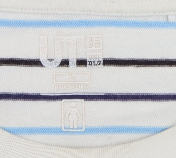 UT Men's White & Blue Striped T-Shirt L