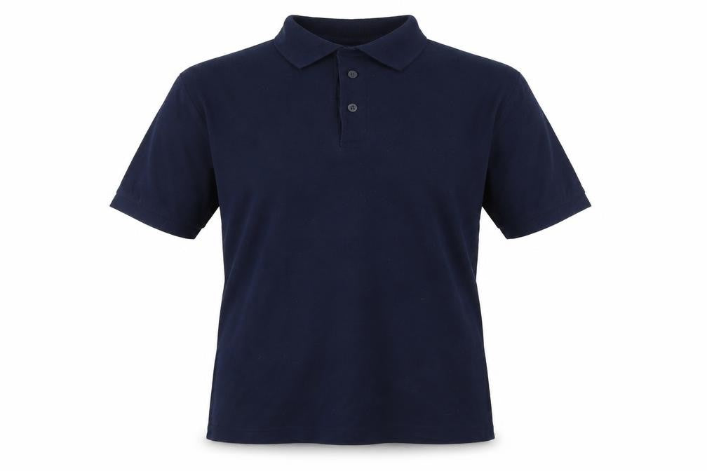 Front view of Zantos Men's Blue Polo Shirt Medium Solid Slim Casual