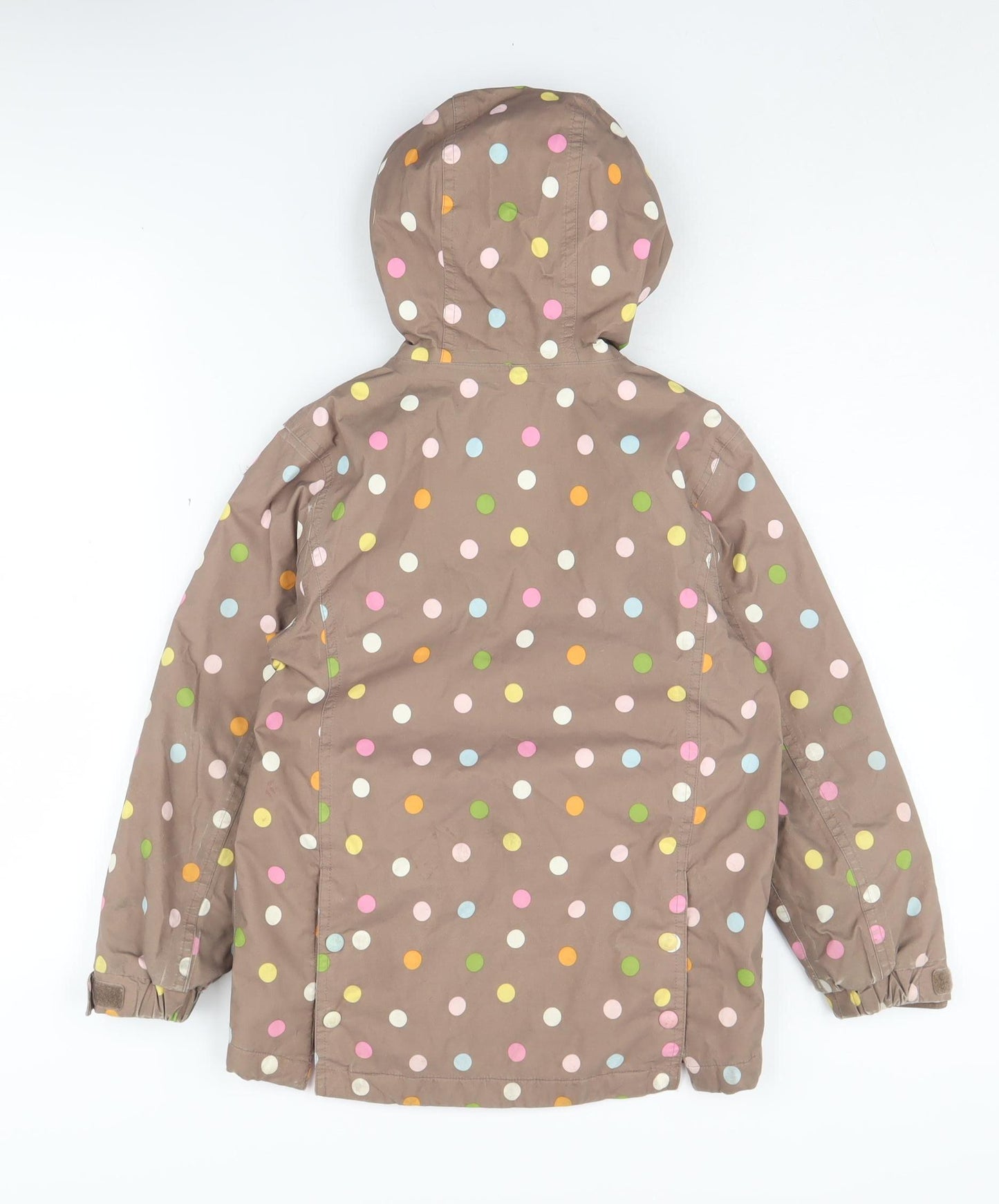 Little Joule Girls Brown Polka Dot Rain Coat, 8 Years