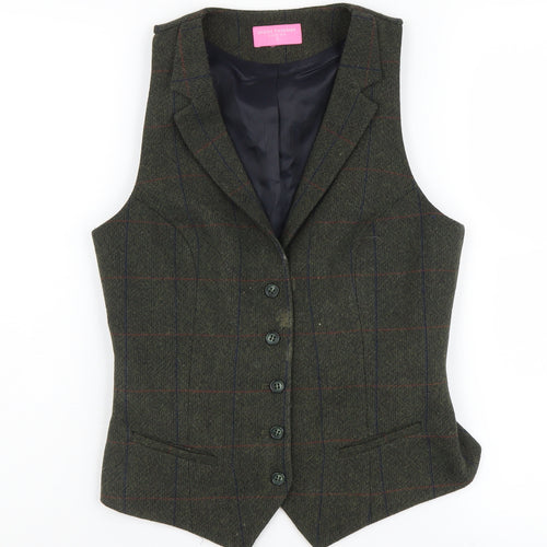 Brook Taverner Men's Green Check Wool Waistcoat S