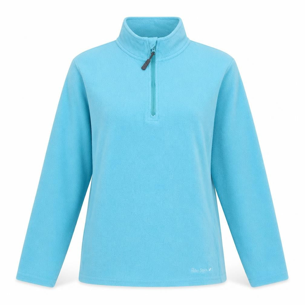 Front view of Peter Storm Women Blue 1/4 Zip Fleece Sweatshirt, size 14