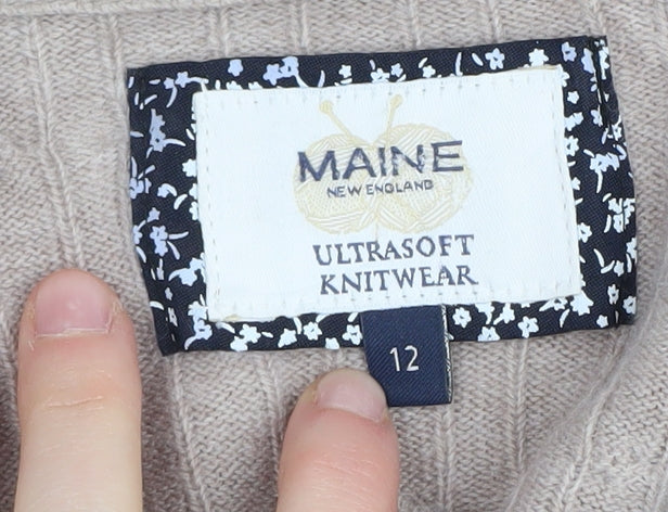 Maine Women's Beige Cable Knit Jumper, Size 12