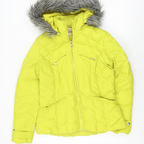 Per Una Yellow Hooded Puffer Jacket Women’s S Winter Casual